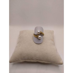 Anello oro brillanti e perla