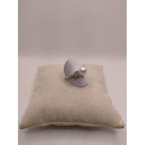 Anello oro brillanti e perla