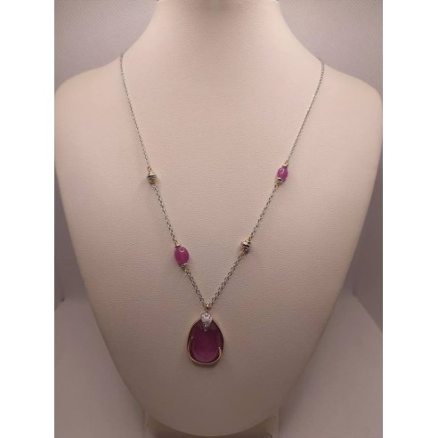 Girocollo oro e zaffiro rosa