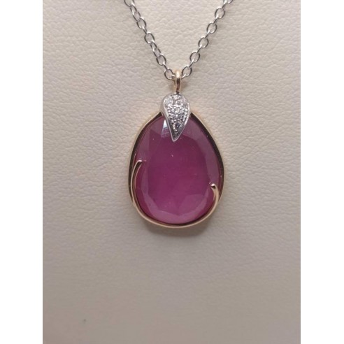 Girocollo oro e zaffiro rosa