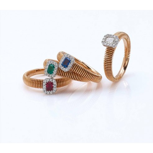 Anello oro brillanti e smeraldo