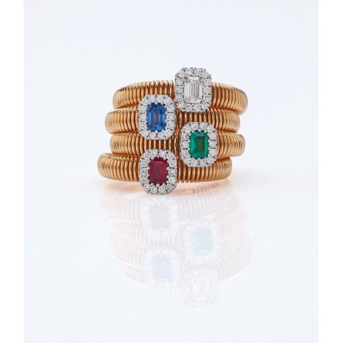 Anello oro brillanti e smeraldo