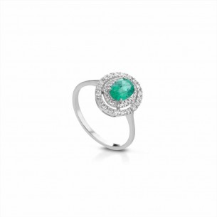 Anello con smeraldo e...
